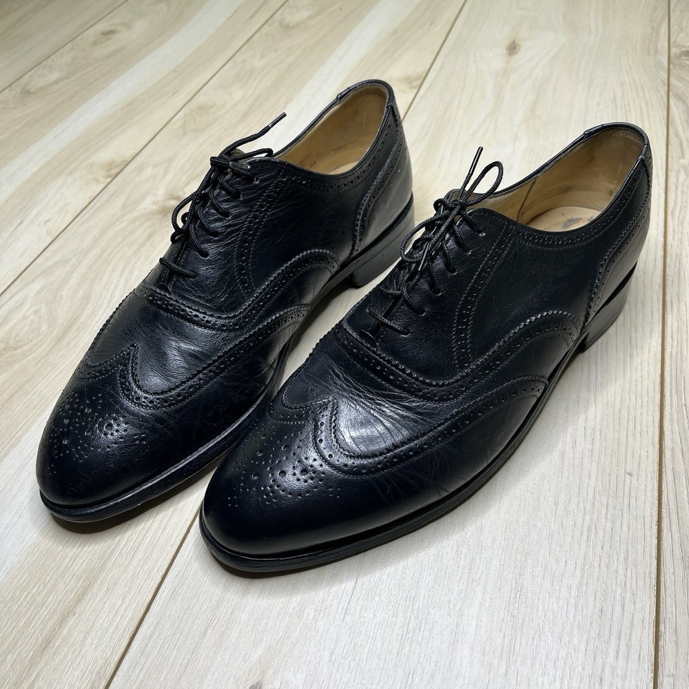 Grenson Black Leather Wingtip Brogues